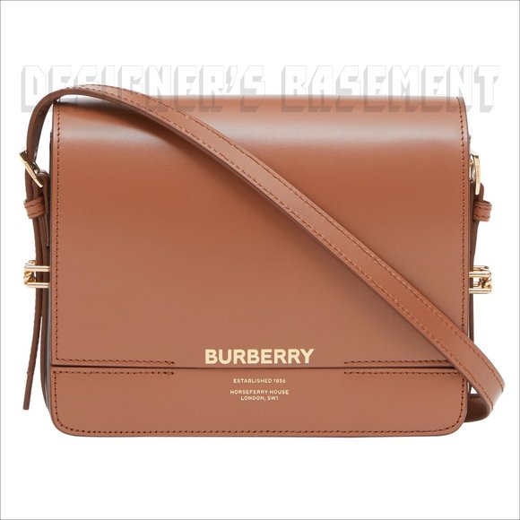 BURBERRY brown & black GRACE calfskin Leather convertible Small shoulder Bag NWT - Picture 2 of 14